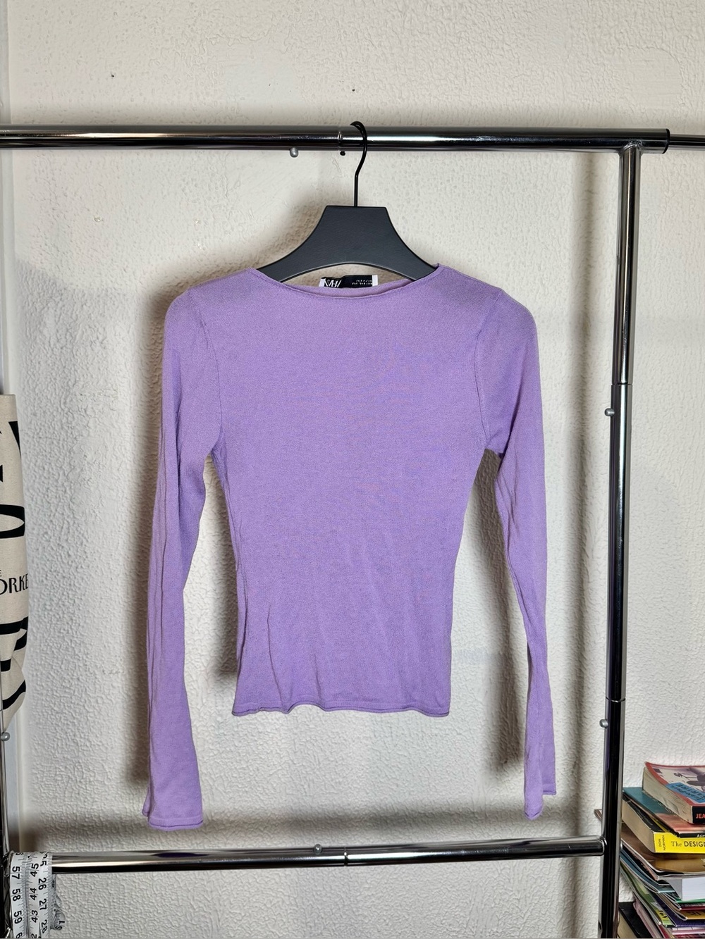 Zara Lilac Purple Sheer Knit Long Sleeve Top Size S
